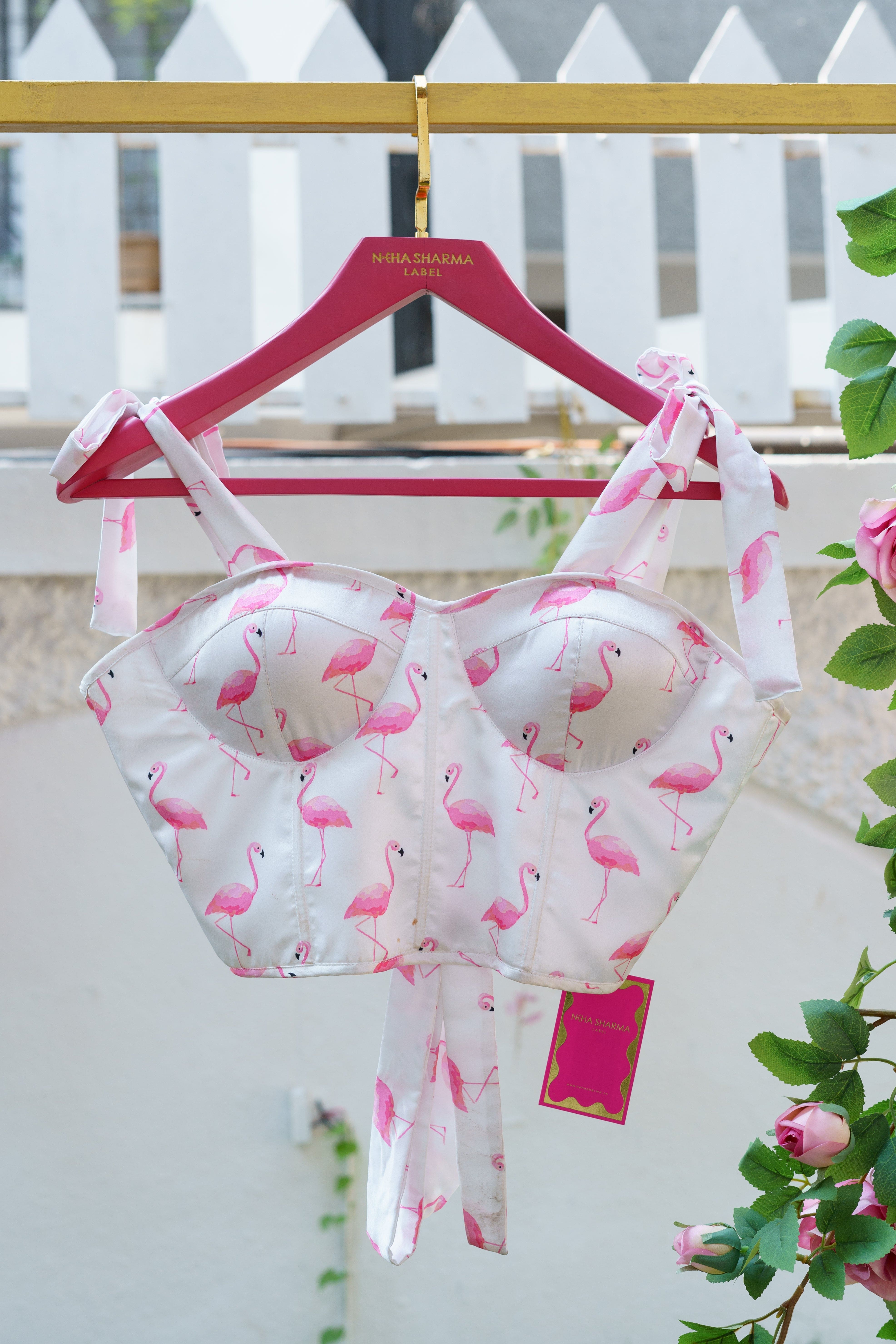 Flamingo Bliss Corset Blouse